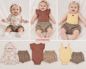 9 Piece Baby Bodysuit Set With Socks Newborn Baby Clothes Size 6-9 Months